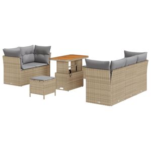 vidaXL Ensemble de canap&eacute; de jardin 8 pc 5 place Beige et Gris clair