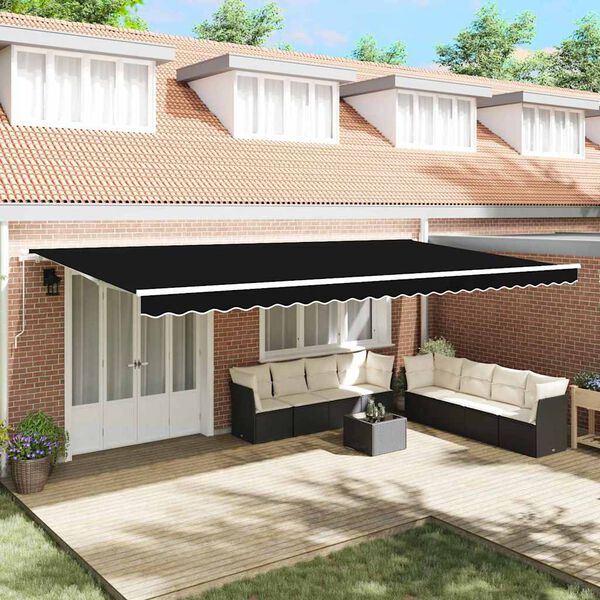 vidaXL Auvent R&eacute;tractable Noir 600 &times; 300 cm Polyester et Aluminium