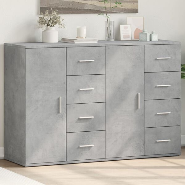 vidaXL Buffets 2 pcs gris b&eacute;ton 59x39x80 cm bois d'ing&eacute;nierie