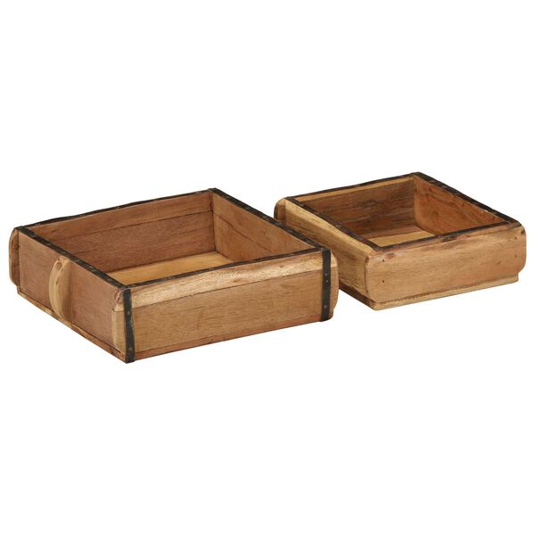 vidaXL Plateau 2 pcs Marron 29 x 31 x 10 cm Bois Recycl&eacute; Solide