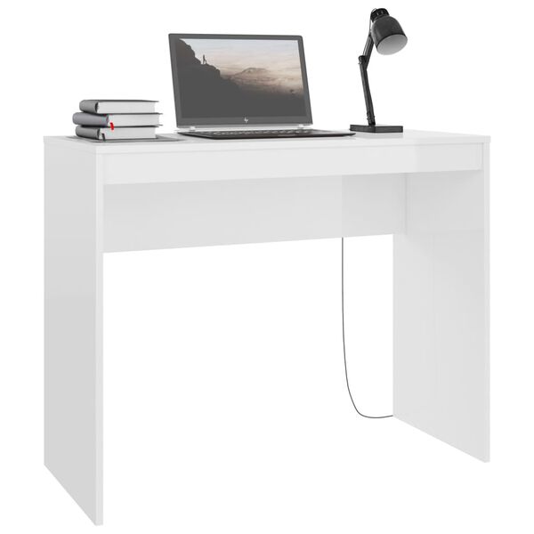 vidaXL Bureau Blanc brillant 90x40x72 cm Bois d'ing&eacute;nierie
