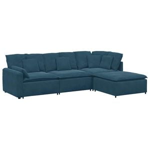 vidaXL Canap&eacute; modulaire et repose-pieds et coussins velours gris fonc&eacute;