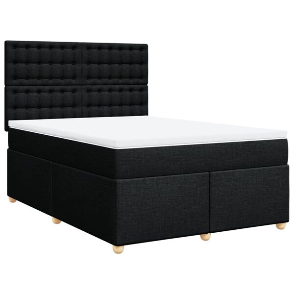 vidaXL Sommier &agrave; lattes de lit avec matelas Noir 160x200 cm Tissu
