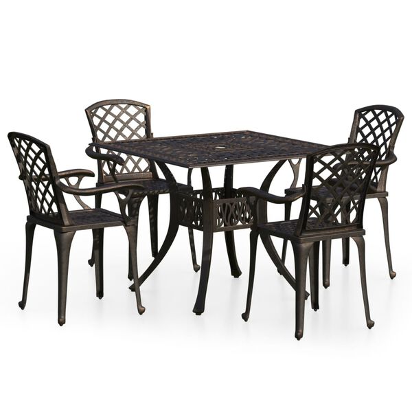 vidaXL Ensemble de bistro 5 pcs Aluminium coul&eacute; Bronze