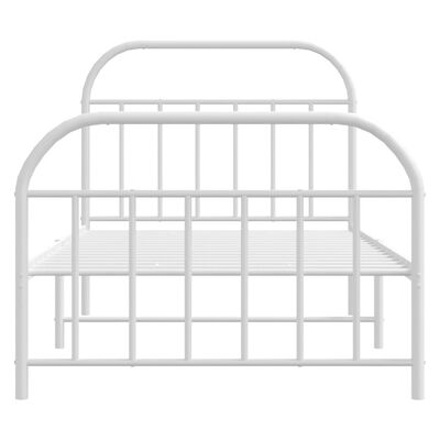 vidaXL Cadre de lit métal sans matelas et pied de lit blanc 100x190 cm