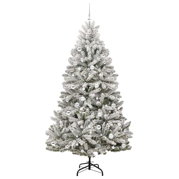 vidaXL Sapin de No&euml;l artificiel Vert et blanc 210 cm PVC et m&eacute;tal