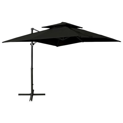 vidaXL Parasol de jardin en porte-à-faux à double toit 250x250 cm noir