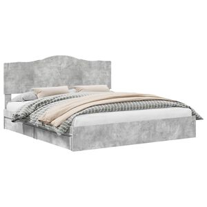 vidaXL Lit de Rangement Gris b&eacute;ton 200 x 200 cm Bois d'ing&eacute;nierie