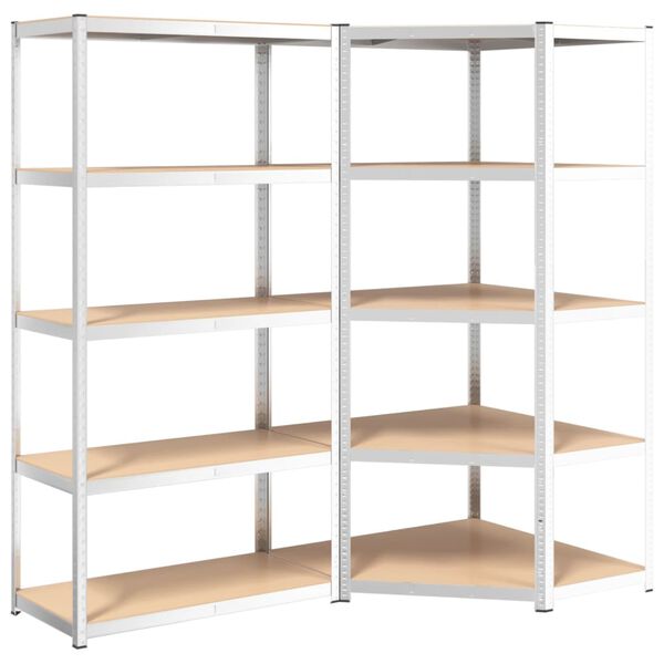 vidaXL &Eacute;tag&egrave;re &agrave; 5 niveaux 2 pcs Argent&eacute; Acier et bois ing&eacute;nierie