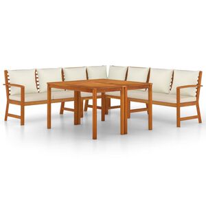 vidaXL Ensemble &agrave; manger de jardin coussins 7 pcs Bois acacia