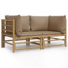 vidaXL Canap&eacute;s d'angle de jardin avec coussins taupe 2 pcs bambou