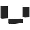 vidaXL Meuble TV muraux 3 pcs avec lumi&egrave;res LED noir