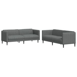 vidaXL Ensemble de canap&eacute;s 2 pcs gris fonc&eacute; tissu
