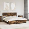 vidaXL Cadre de lit Ch&ecirc;ne fum&eacute; 200 x 200 cm Bois Ing&eacute;nierie