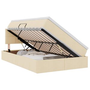 vidaXL Lit de rangement LED avec matelas Cr&egrave;me 120 x 200 cm Tissu
