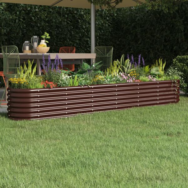 vidaXL Lit sur&eacute;lev&eacute; de jardin Acier galvanis&eacute; marron