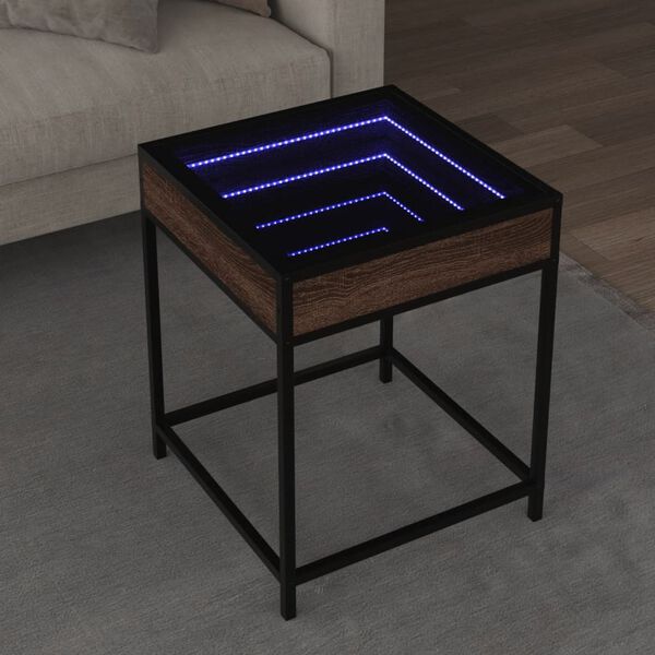 vidaXL Table basse avec LED Infinity chêne marron 40x40x51 cm