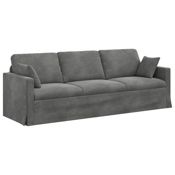 vidaXL Canap&eacute; Gris fonc&eacute; 228 x 78 x 80 cm Velours
