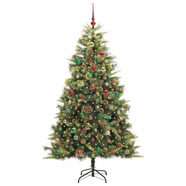 vidaXL Sapin de No&euml;l artificiel avec branches pliables et c&ocirc;nes 240 cm