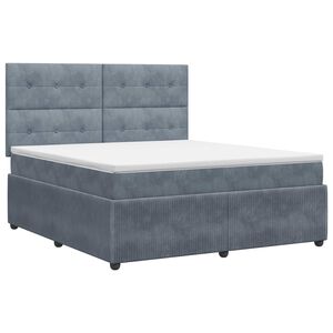 vidaXL Lit boxspring avec matelas Gris fonc&eacute; 180 x 200 cm Velours