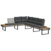vidaXL Canap&eacute; de jardin avec coussins en forme de L gris rotin acacia