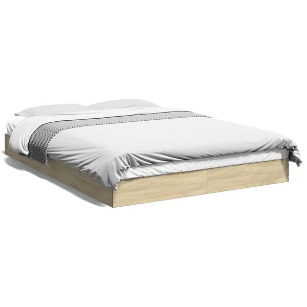 vidaXL Cadre de lit sans matelas ch&ecirc;ne sonoma 135x190 cm