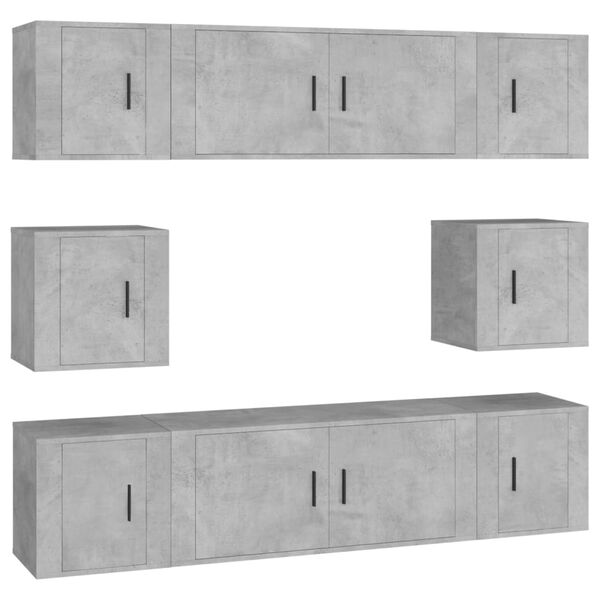 vidaXL Ensemble de meubles TV 8 pcs Gris b&eacute;ton Bois d'ing&eacute;nierie