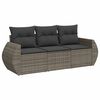 vidaXL Salon de jardin avec coussins 3 pcs gris r&eacute;sine tress&eacute;e