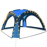 vidaXL Tente de réception avec LED et 4 parois 3,6x3,6x2,3 m Bleu