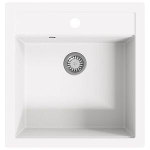 vidaXL &Eacute;vier de cuisine Granit Seul lavabo Blanc