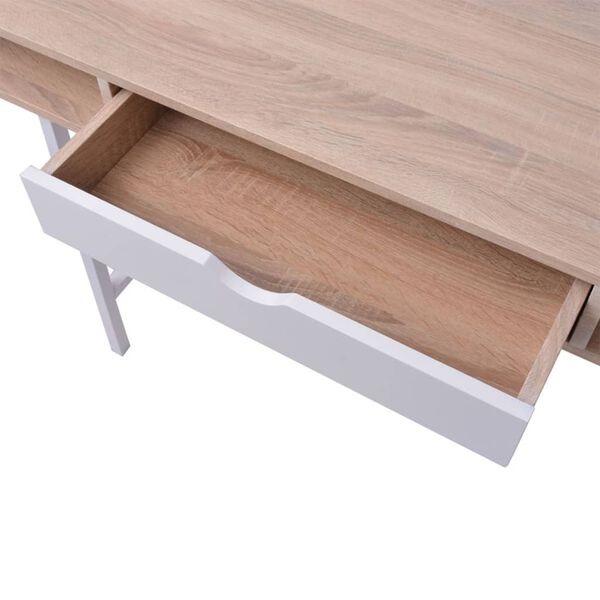 vidaXL Bureau avec 1 compartiment Ch&ecirc;ne et blanc