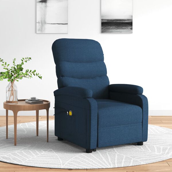vidaXL Fauteuil de massage Bleu Tissu