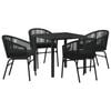 vidaXL Ensemble de salle &agrave; manger pour jardin 5 pcs Noir