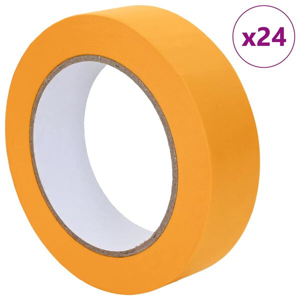vidaXL Rubans de masquage pour peintre 24 pcs Jaune 25 mm x 50 m