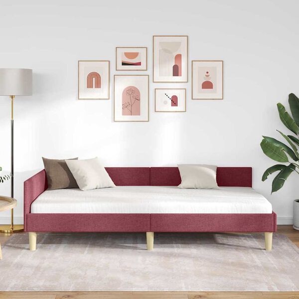 vidaXL Cadre de lit d'angle Bordeaux 100 x 200 cm tissu
