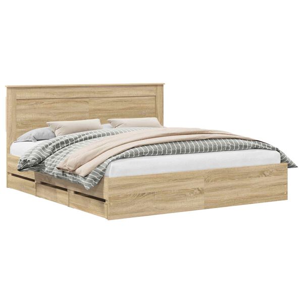 vidaXL Cadre de lit Ch&ecirc;ne Sonoma 200 x 200 cm Bois Ing&eacute;nierie