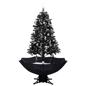 vidaXL Arbre de No&euml;l neigeux avec base de parapluie Noir 170 cm PVC