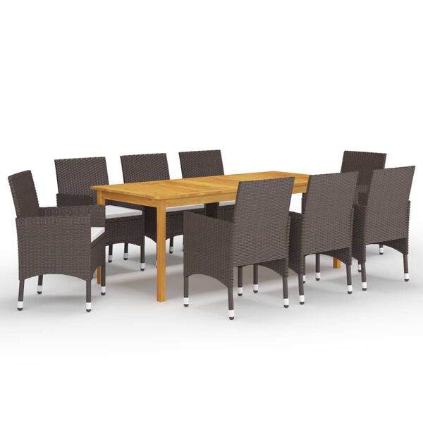vidaXL Ensemble &agrave; manger de jardin 9 pcs Marron