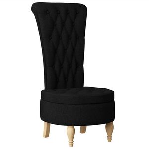 vidaXL Fauteuil &agrave; pantoufle Noir 56,5 x 70 x 110 cm tissu
