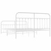 vidaXL Cadre de lit m&eacute;tal sans matelas et pied de lit blanc 160x200 cm