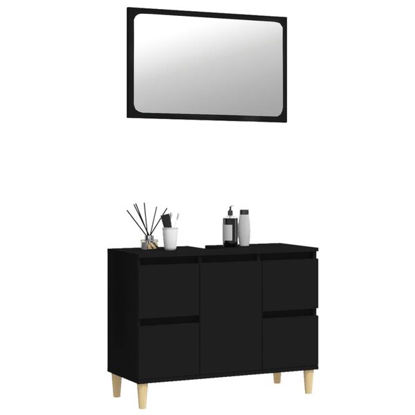 vidaXL Ensemble de meubles salle de bain 2 pcs noir bois d'ing&eacute;nierie