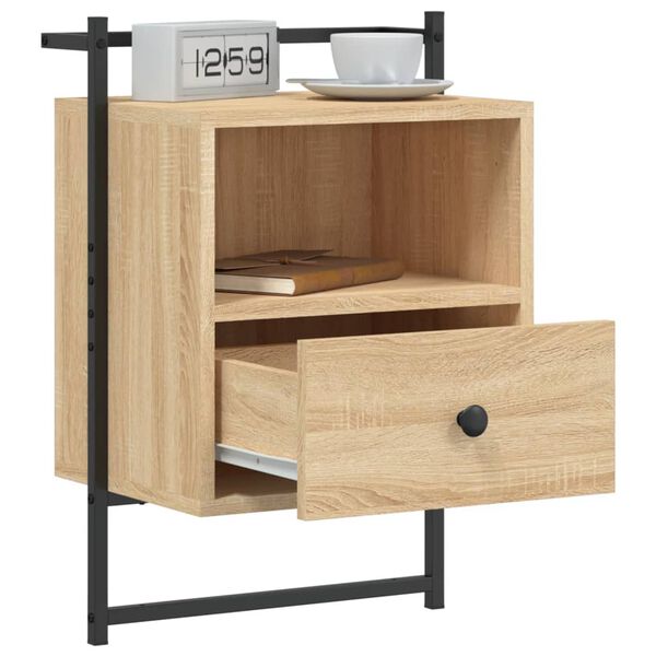 vidaXL Table de chevet murale 2 pcs ch&ecirc;ne sonoma 40x30x61 cm
