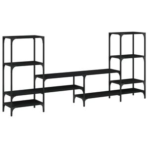 vidaXL Meuble TV noir 206,5x28,5x95 cm Bois d'ing&eacute;nierie
