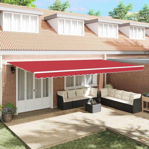 vidaXL Auvent R&eacute;tractable Rouge 600 &times; 350 cm Polyester et Aluminium