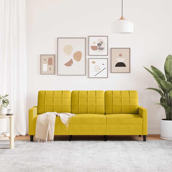 vidaXL Canap&eacute; &agrave; 3 places Jaune 180 cm Velours