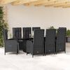 vidaXL Ensemble &agrave; manger de jardin 9pcs coussins noir r&eacute;sine tress&eacute;e