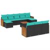 vidaXL Ensemble de canap&eacute; de jardin 11 pcs avec coussins noir r&eacute;sine tress&eacute;e