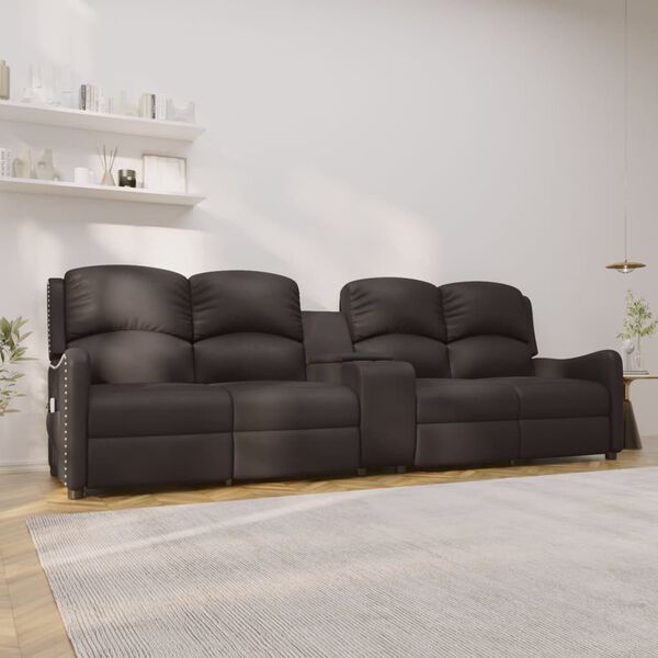 vidaXL Fauteuil inclinable et porte-gobelets 4 places noir brillant