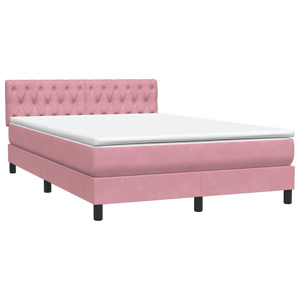 vidaXL Sommier &agrave; lattes de lit avec matelas rose 140x220 cm velours