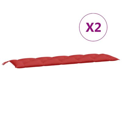 vidaXL Coussins de banc jardin lot de 2 rouge 180x50x7 cm tissu Oxford